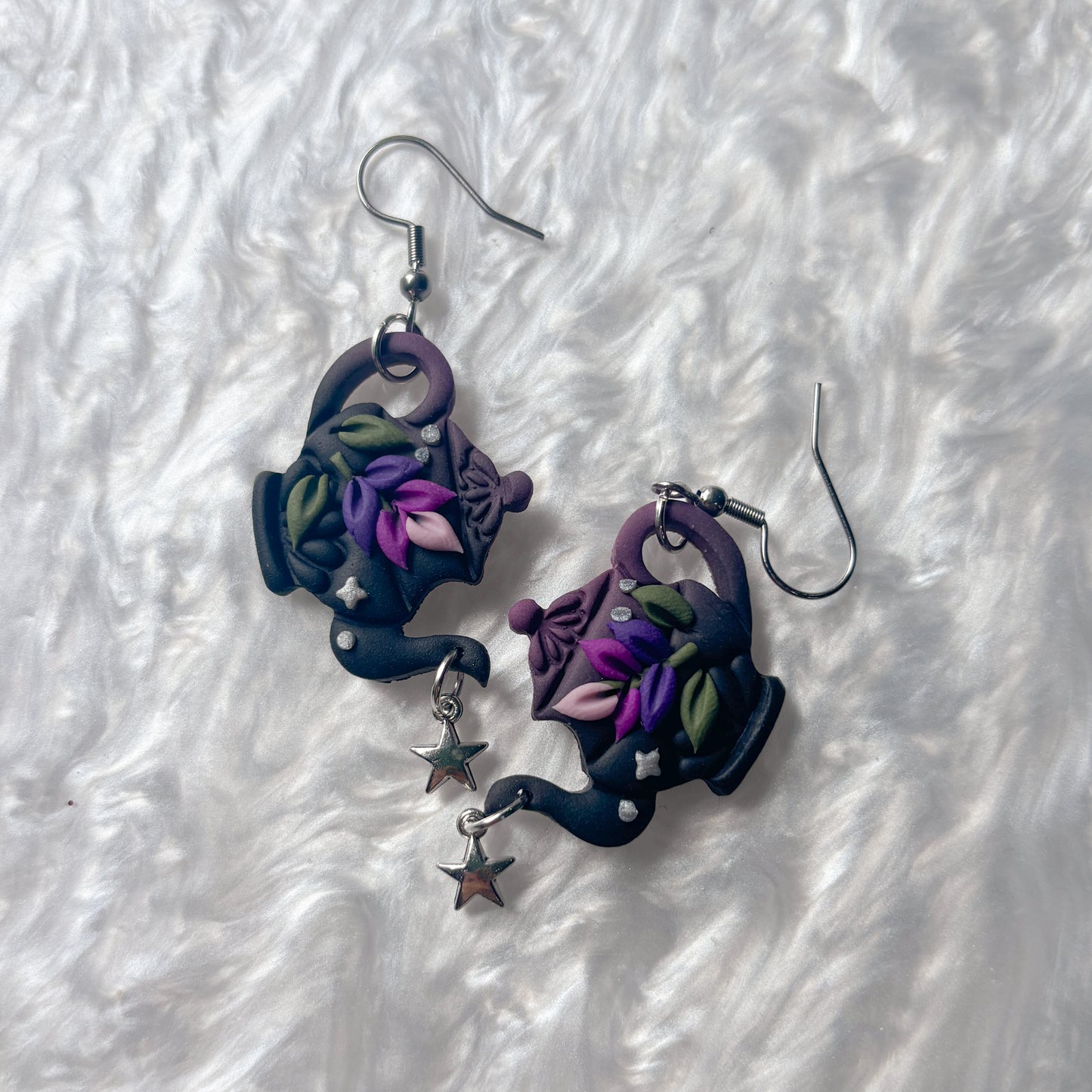 LAVENDER TEAPOT EARRINGS