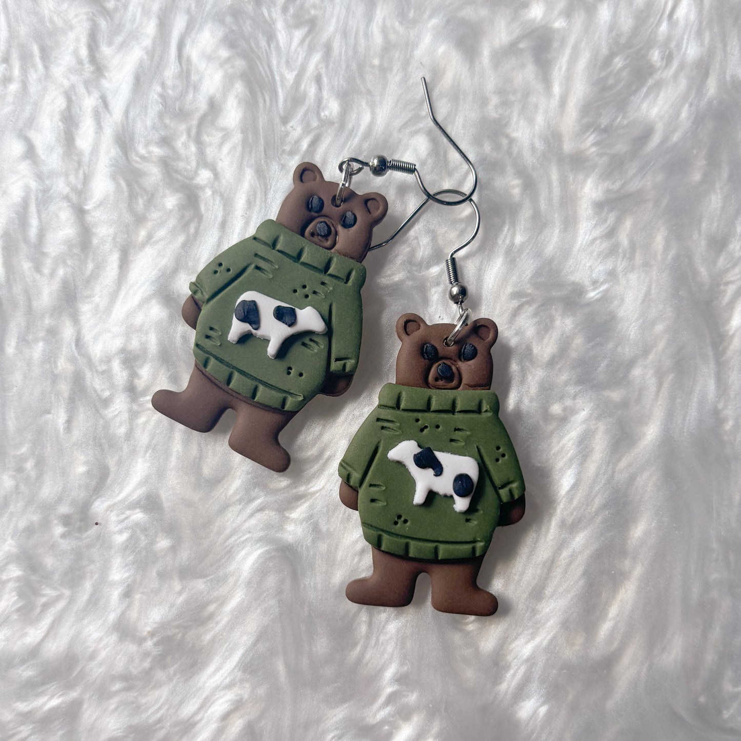 COW SWEATER BEAR EARRINGS