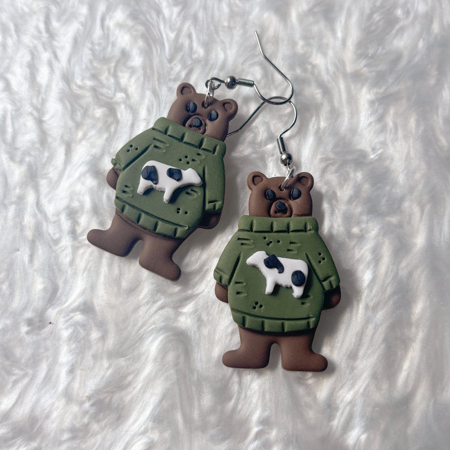 COW SWEATER BEAR EARRINGS