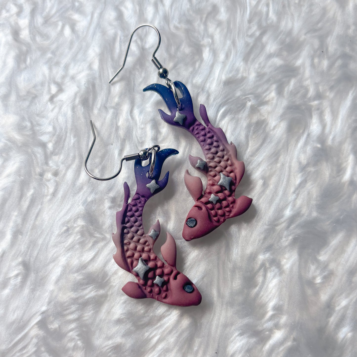 PURPLE BLUE FISH EARRINGS
