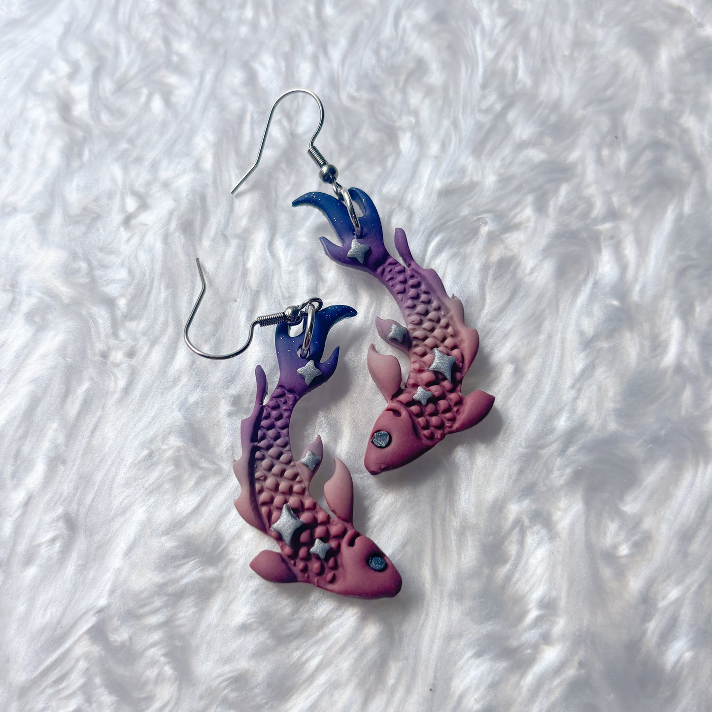 PURPLE BLUE FISH EARRINGS