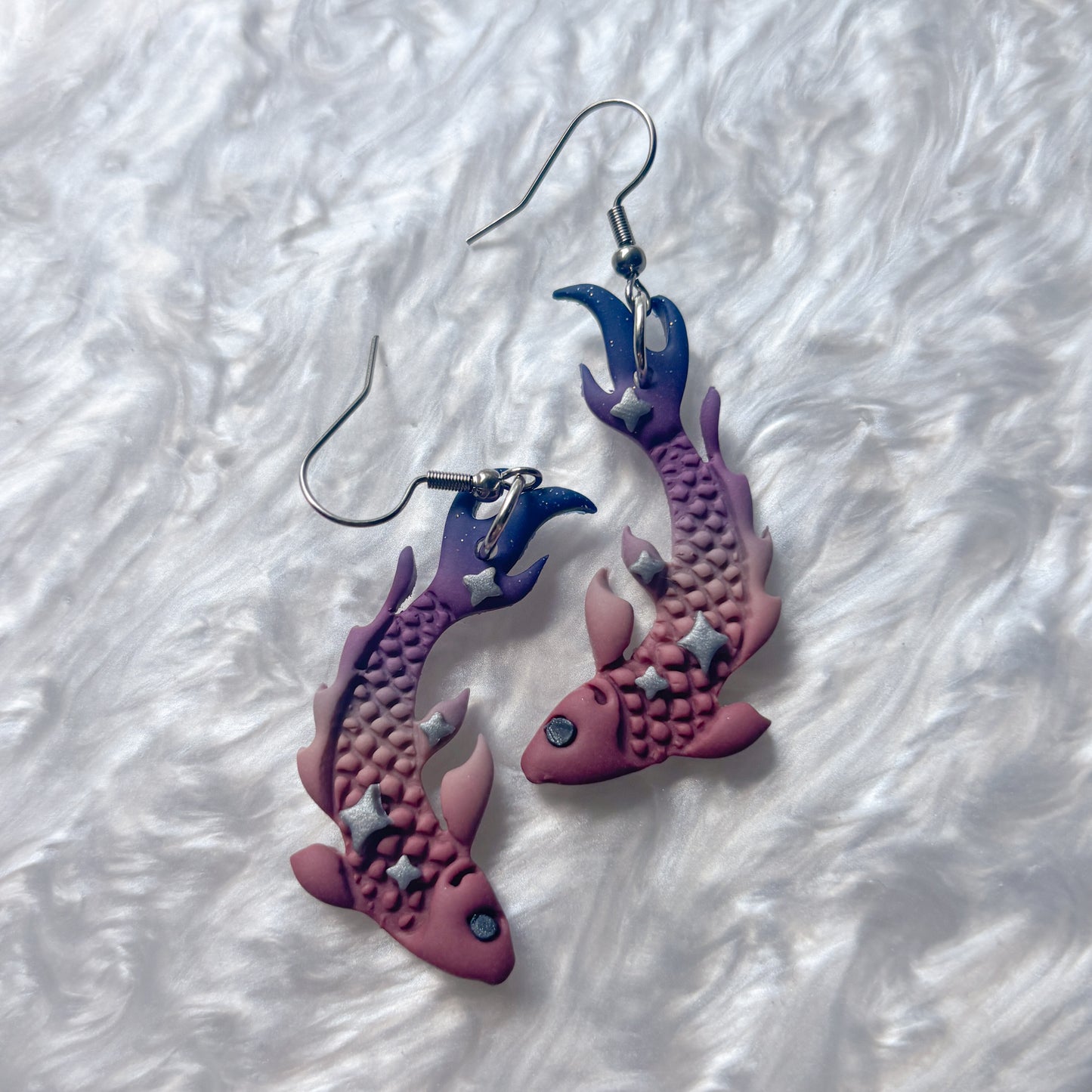 PURPLE BLUE FISH EARRINGS