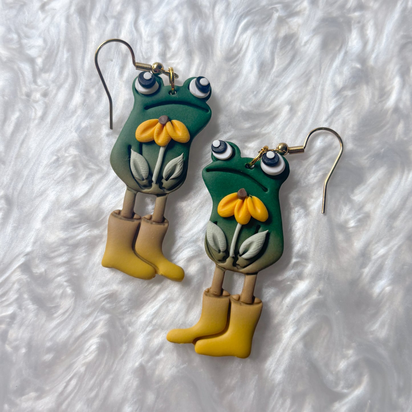 SUNFLOWER FROG EARRINGS