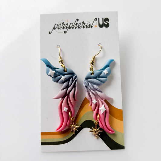 BLUE TO PINK FAIRY WING EARRINGS