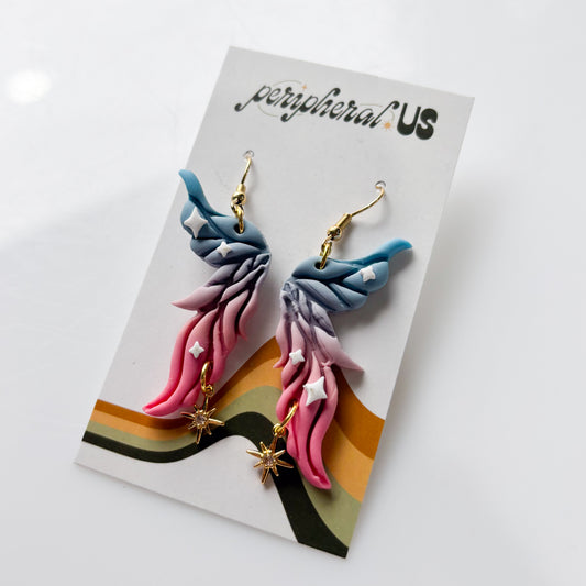 BLUE TO PINK FAIRY WING EARRINGS