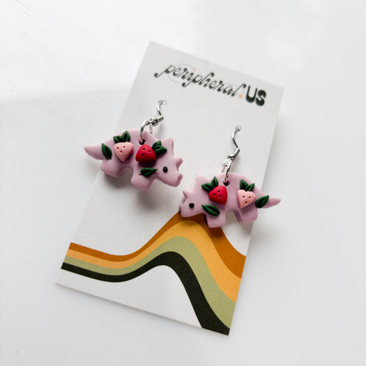 LILAC STRAWBERRY TRICERATOPS EARRINGS