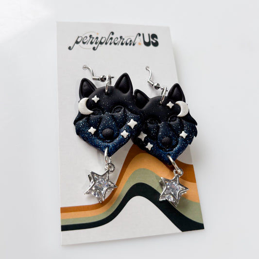 BLACK & BLUE WOLF EARRINGS
