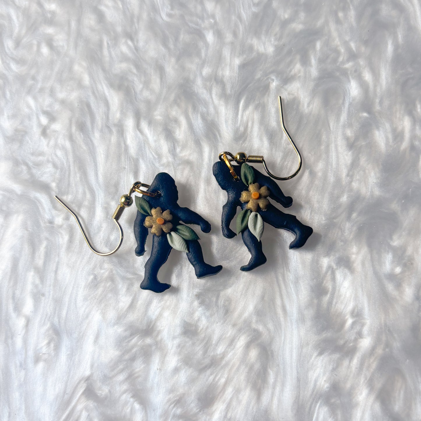 BIGFOOT SILHOUETTE FLORAL EARRINGS