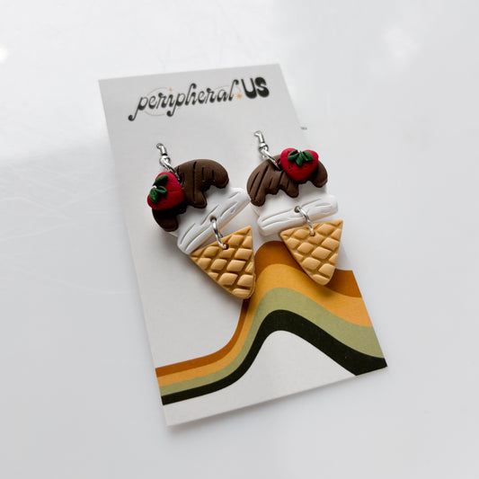VANILLA ICE CREAM CONE EARRINGS
