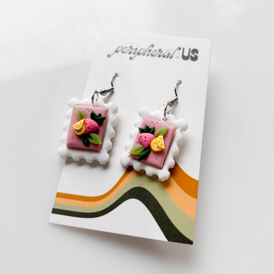 STRAWBERRY LEMONADE STAMP EARRINGS