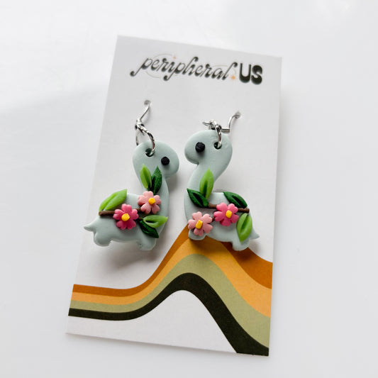 PALE BLUE CHERRY BLOSSOM BRONTO DINO EARRINGS