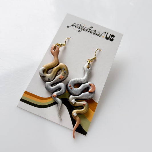BRONZE TO SILVER SNAKE EARRINGS
