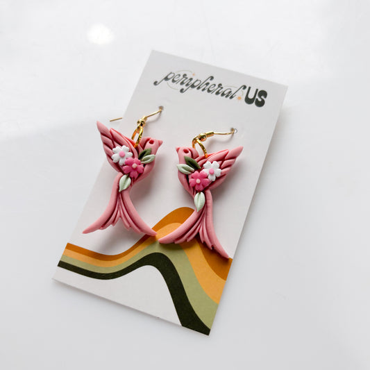 PINK BIRD EARRINGS