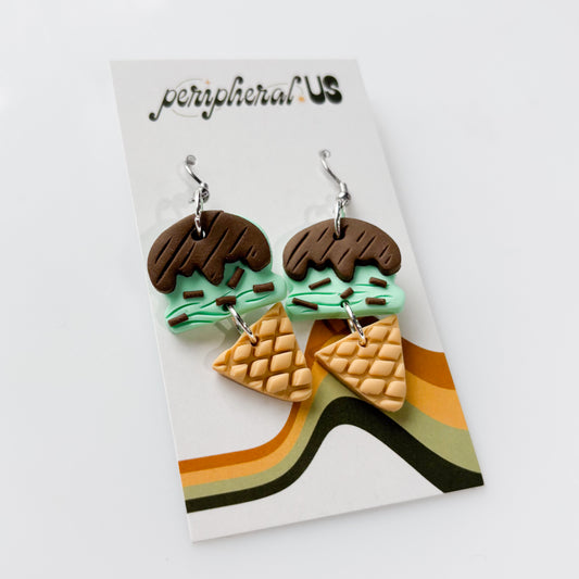 MINT ICE CREAM CONE EARRINGS
