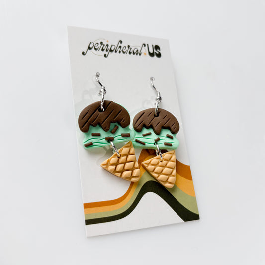 MINT ICE CREAM CONE EARRINGS