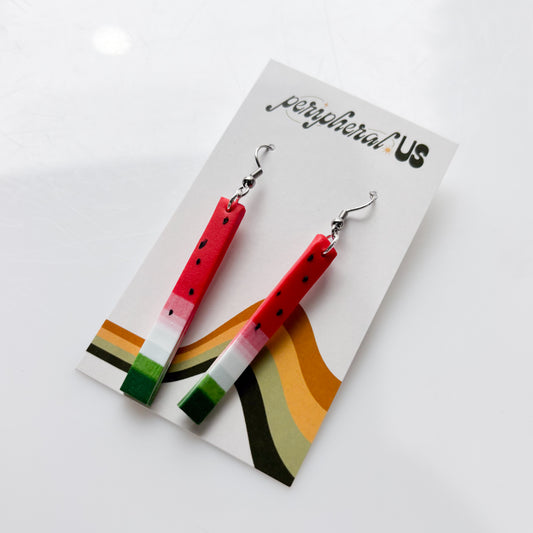 WATERMELON THIN RECTANGLE EARRINGS