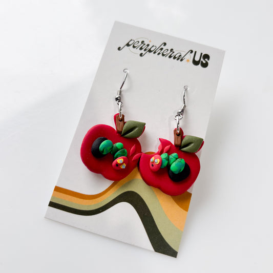 HUNGRY CATERPILLAR APPLE EARRINGS