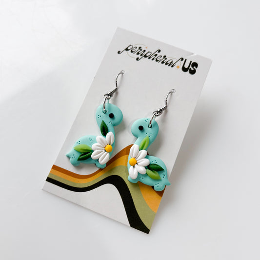 DAISY TEAL BRONTO DINO EARRINGS