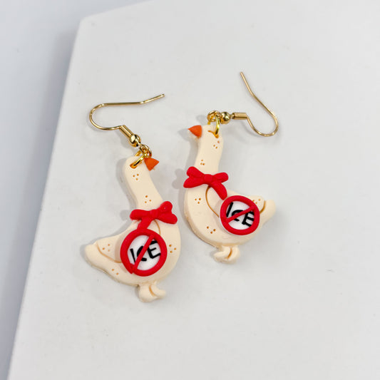 ICE OUT GEESE EARRINGS (RED)