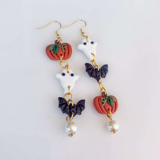BAT GHOST PUMPKIN TRIO EARRINGS