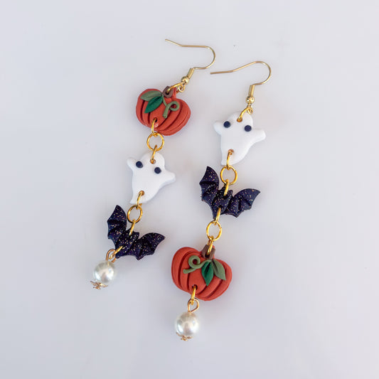 BAT GHOST PUMPKIN TRIO EARRINGS