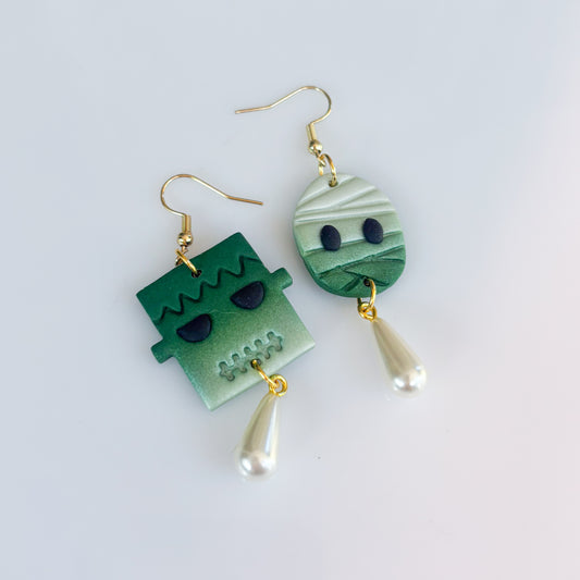 FRANKEN-MUMMIES MISMATCHED EARRINGS
