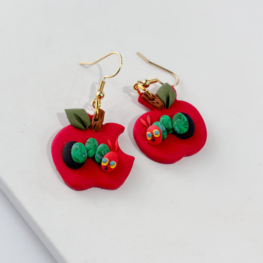 HUNGRY CATERPILLAR APPLE EARRINGS