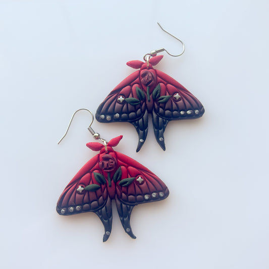 GOTHIC ROSE MOTH EARRINGS