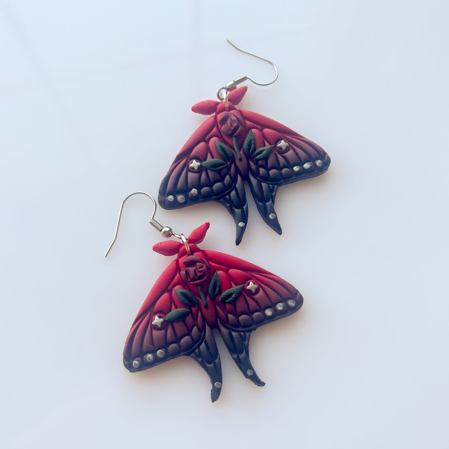 GOTHIC ROSE MOTH EARRINGS