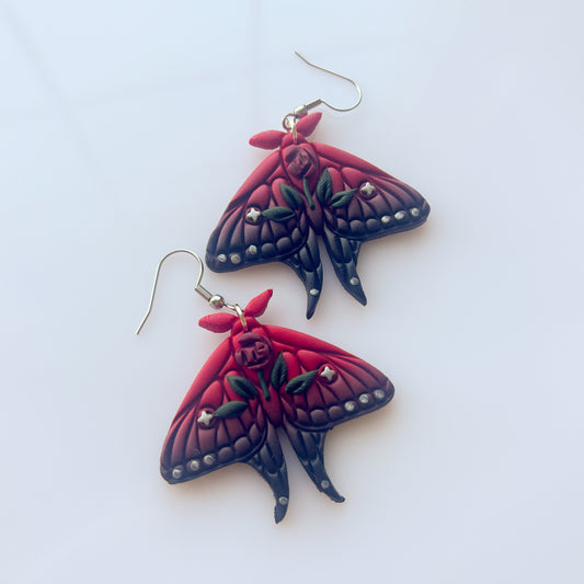 GOTHIC ROSE MOTH EARRINGS