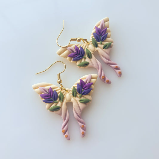LAVENDER MOTH EARRINGS