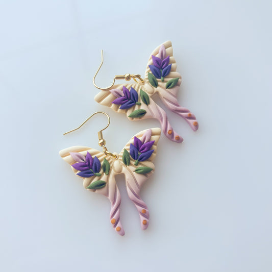LAVENDER MOTH EARRINGS