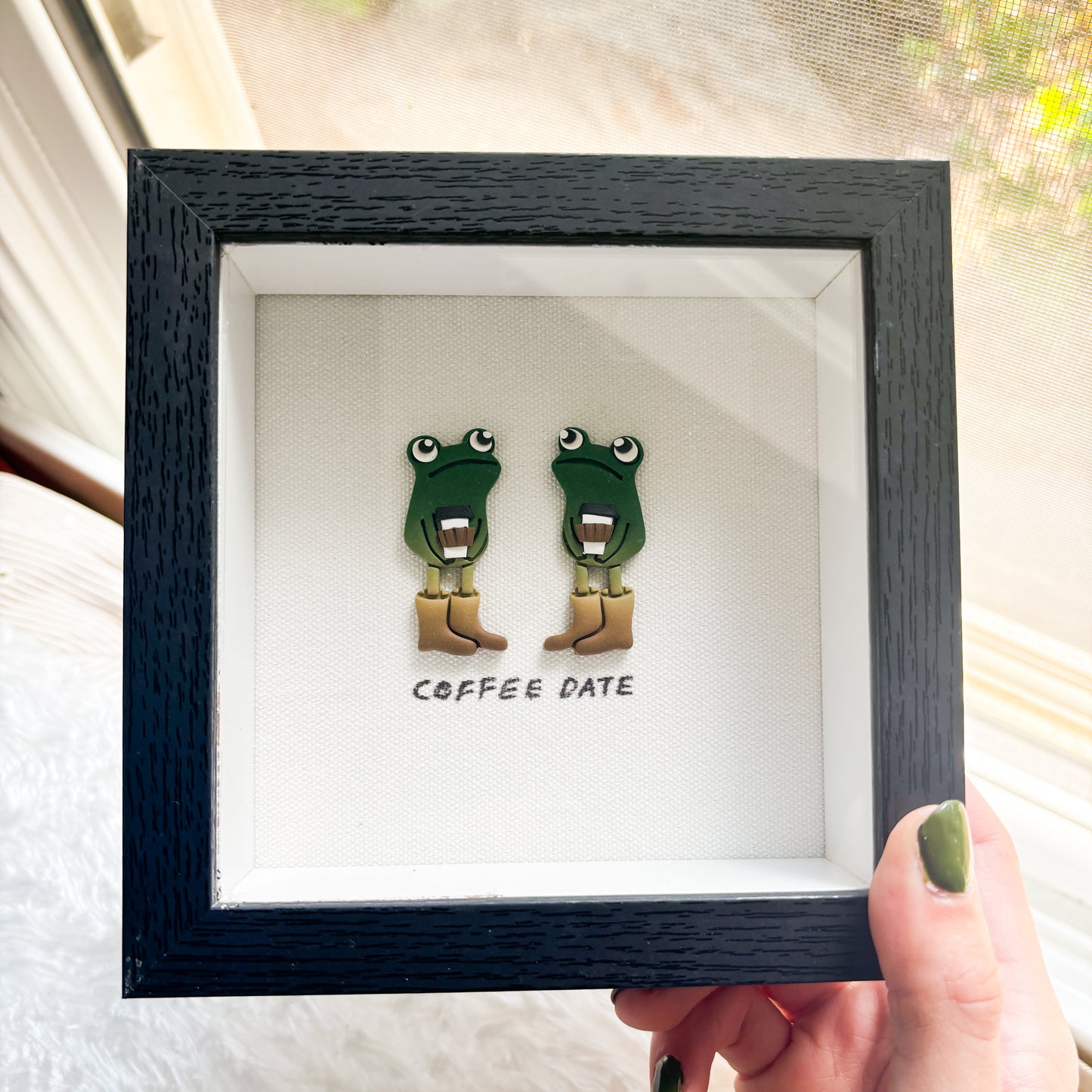 AWKWARD FROG COFFEE DATE FRAMED LIL ART
