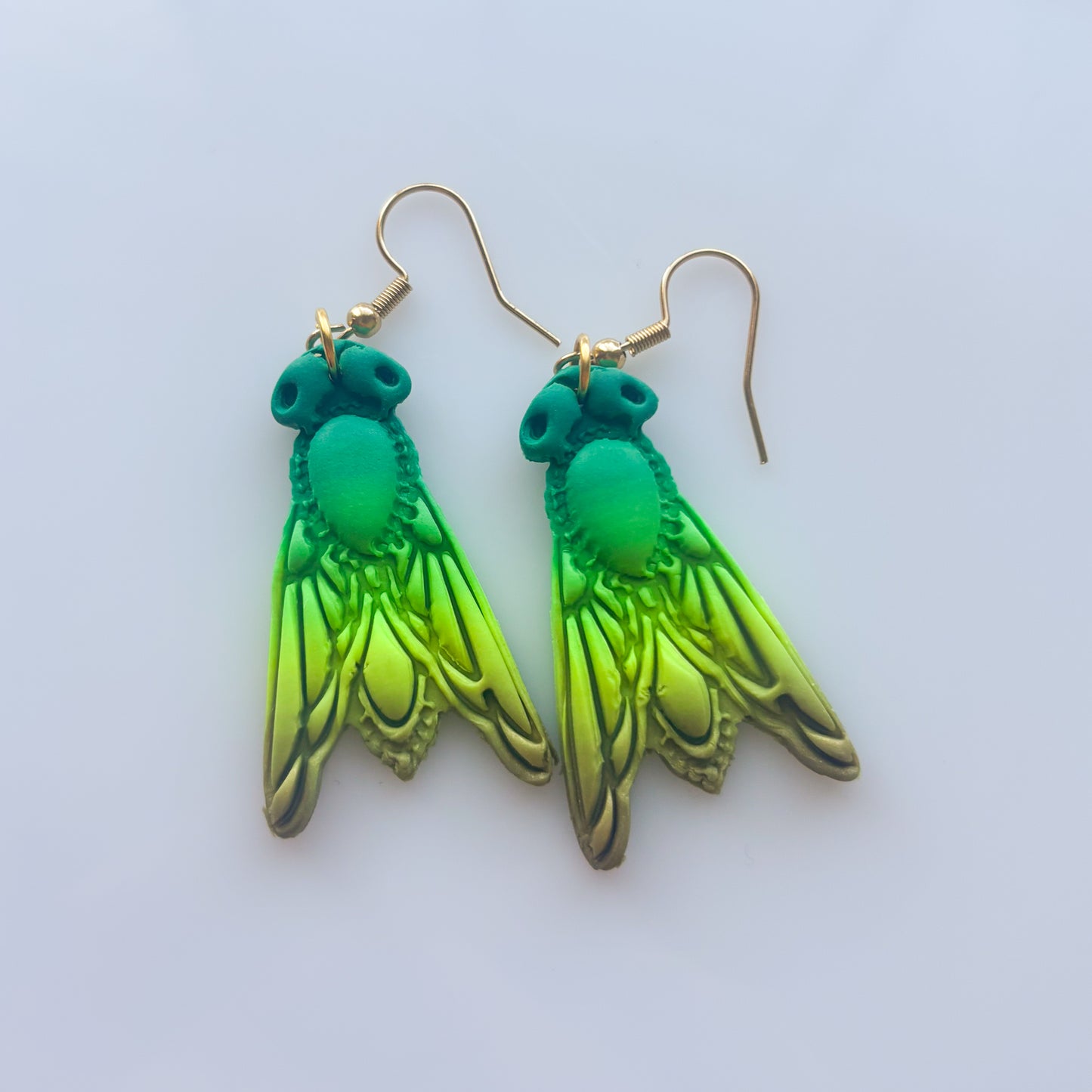 BRONZE & GREEN JEWELED INSECT EARRINGS