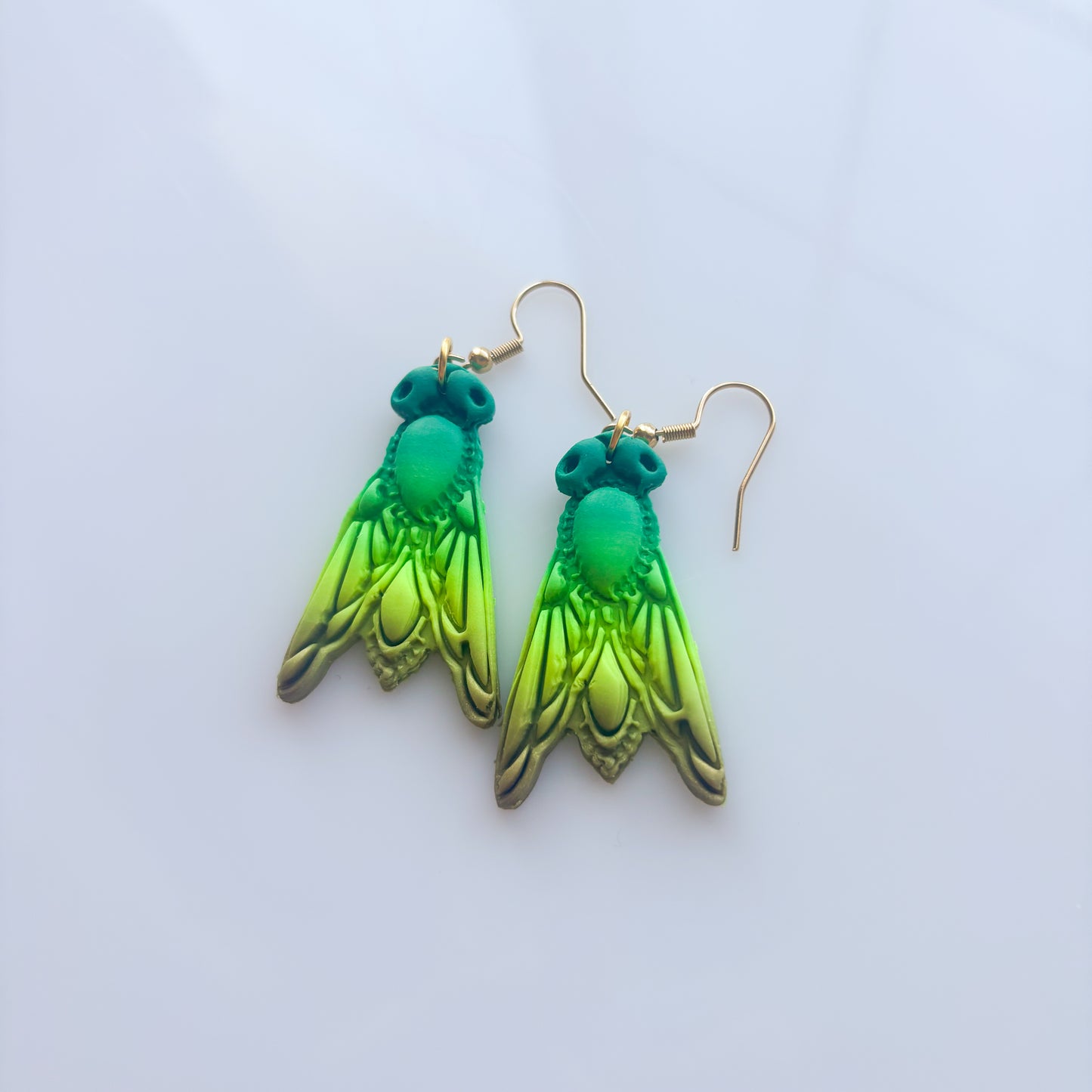 BRONZE & GREEN JEWELED INSECT EARRINGS