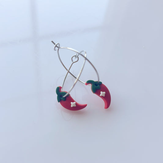 LIL CHILI PEPPER EARRINGS (HOOPS)