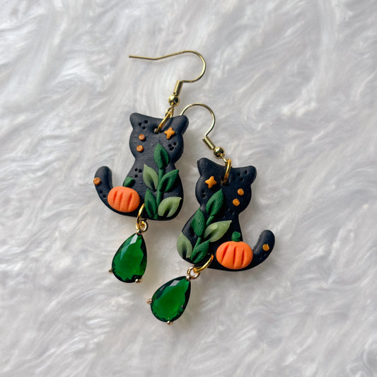 PUMPKIN HARVEST CAT EARRINGS
