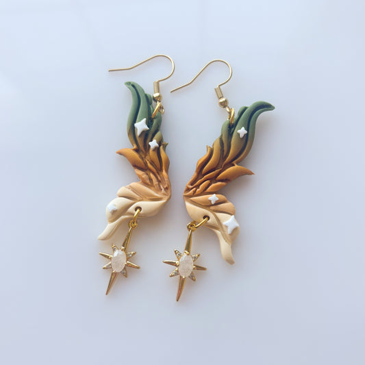 GREEN & GOLD FAIRY WING EARRINGS
