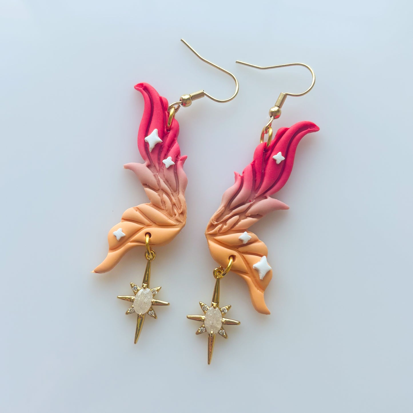 PINK & ORANGE FAIRY WING EARRINGS