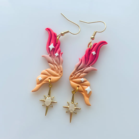 PINK & ORANGE FAIRY WING EARRINGS