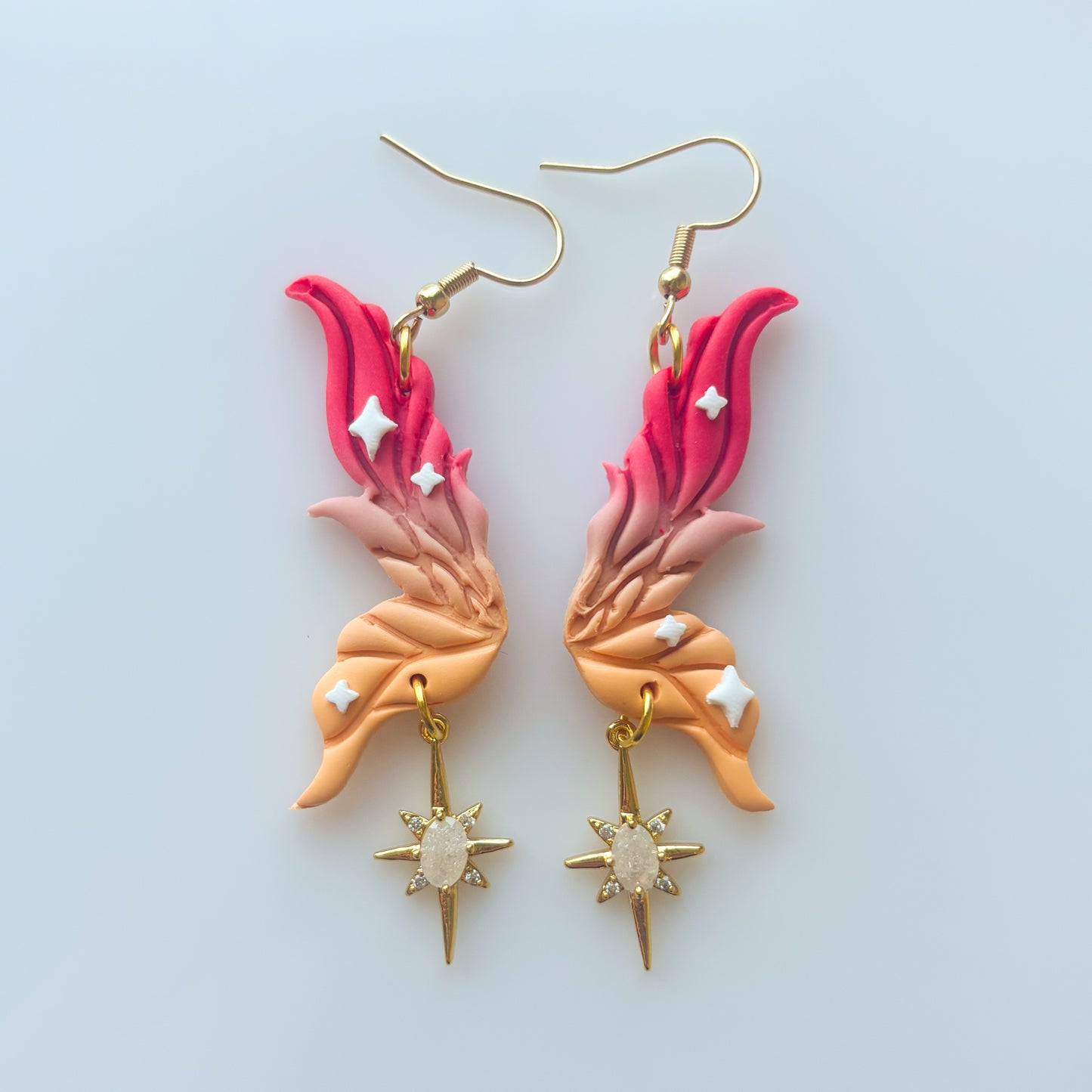PINK & ORANGE FAIRY WING EARRINGS
