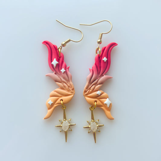 PINK & ORANGE FAIRY WING EARRINGS