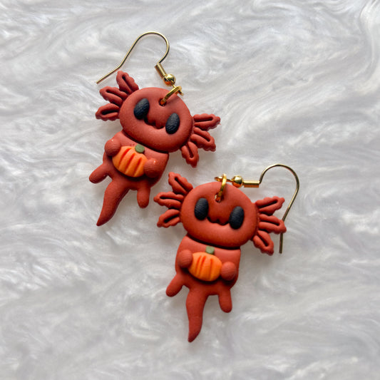 PUMPKIN AXOLOTL EARRINGS
