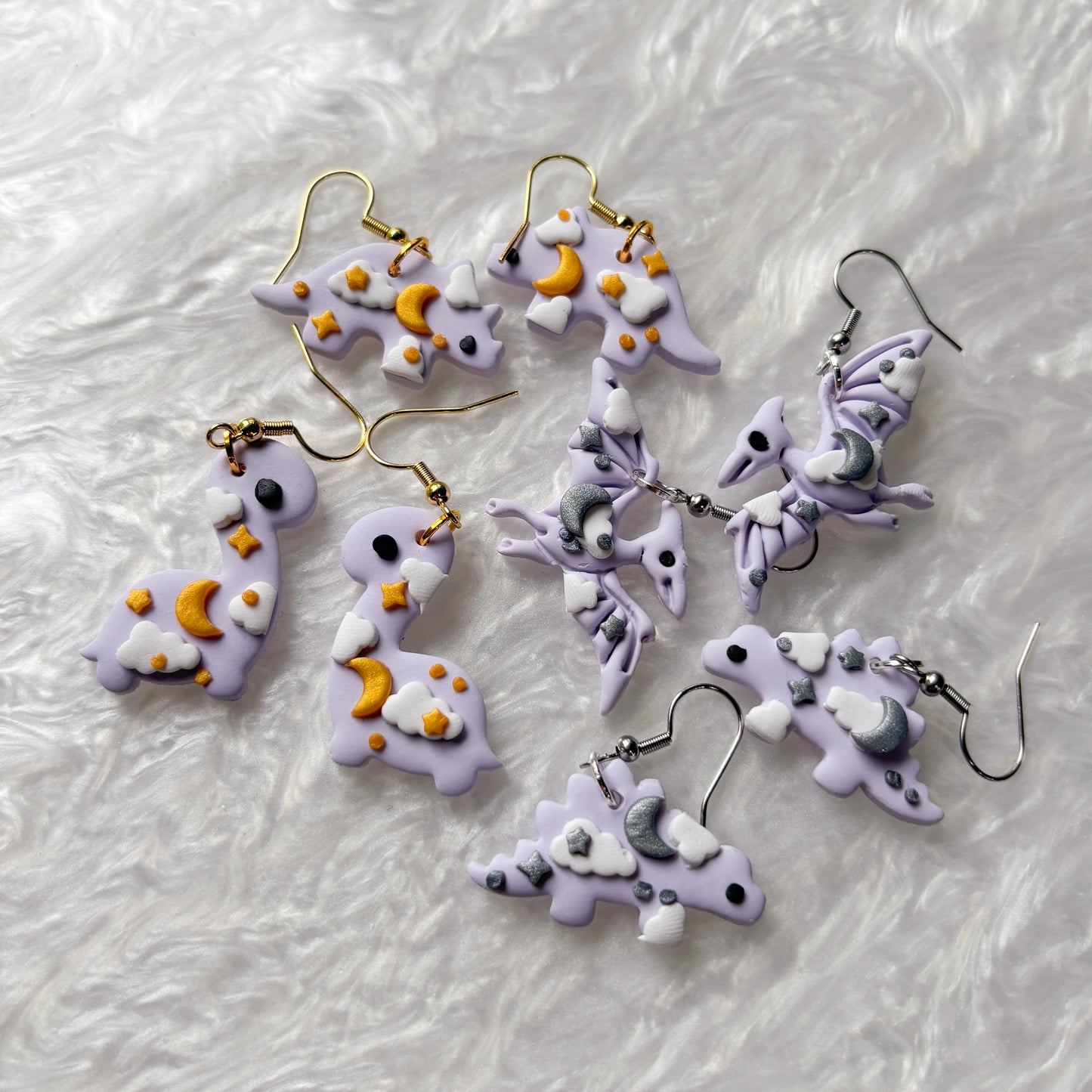 PURPLE CELESTIAL DINO EARRINGS (BRONTO)