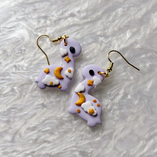 PURPLE CELESTIAL DINO EARRINGS (BRONTO)