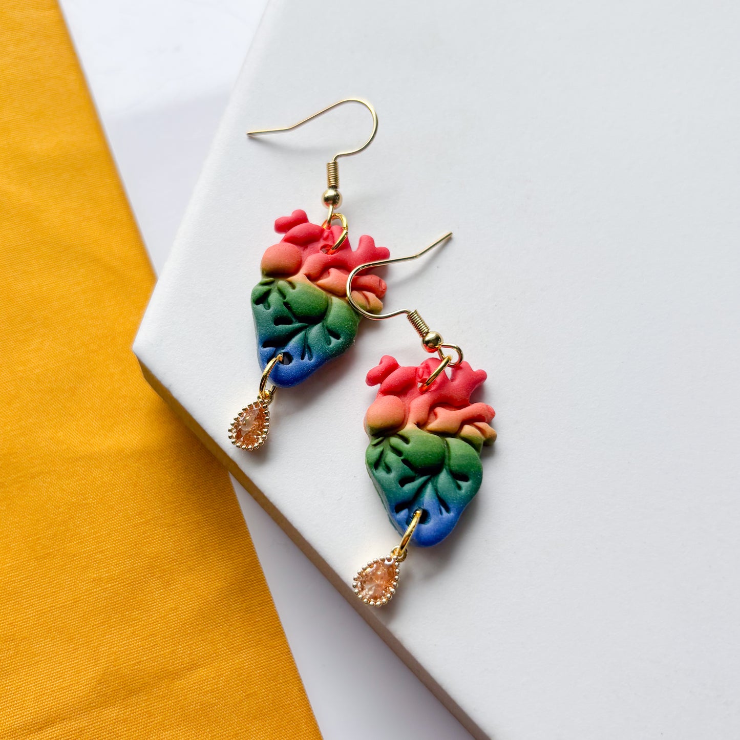 RAINBOW ANATOMICAL HEART EARRINGS