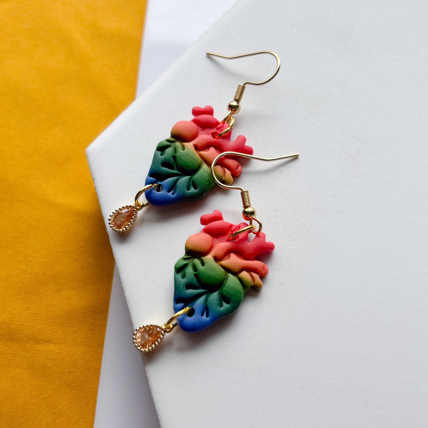 RAINBOW ANATOMICAL HEART EARRINGS