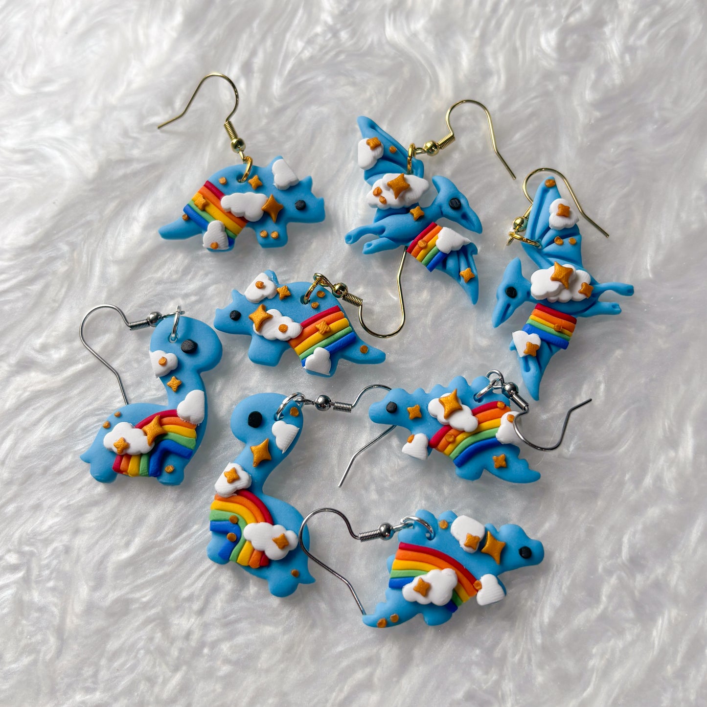 RAINBOW DINO EARRINGS (BRONTO)