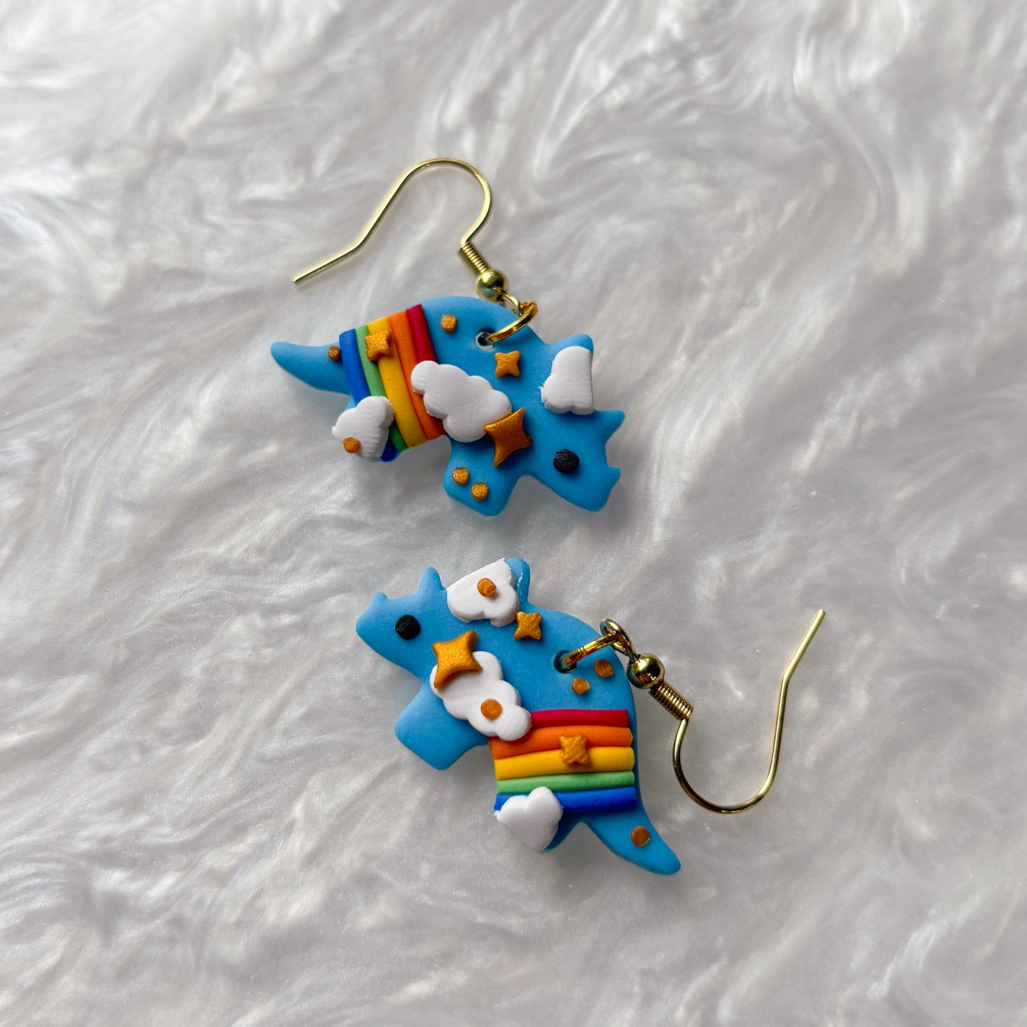 RAINBOW DINO EARRINGS (TRICERATOPS)