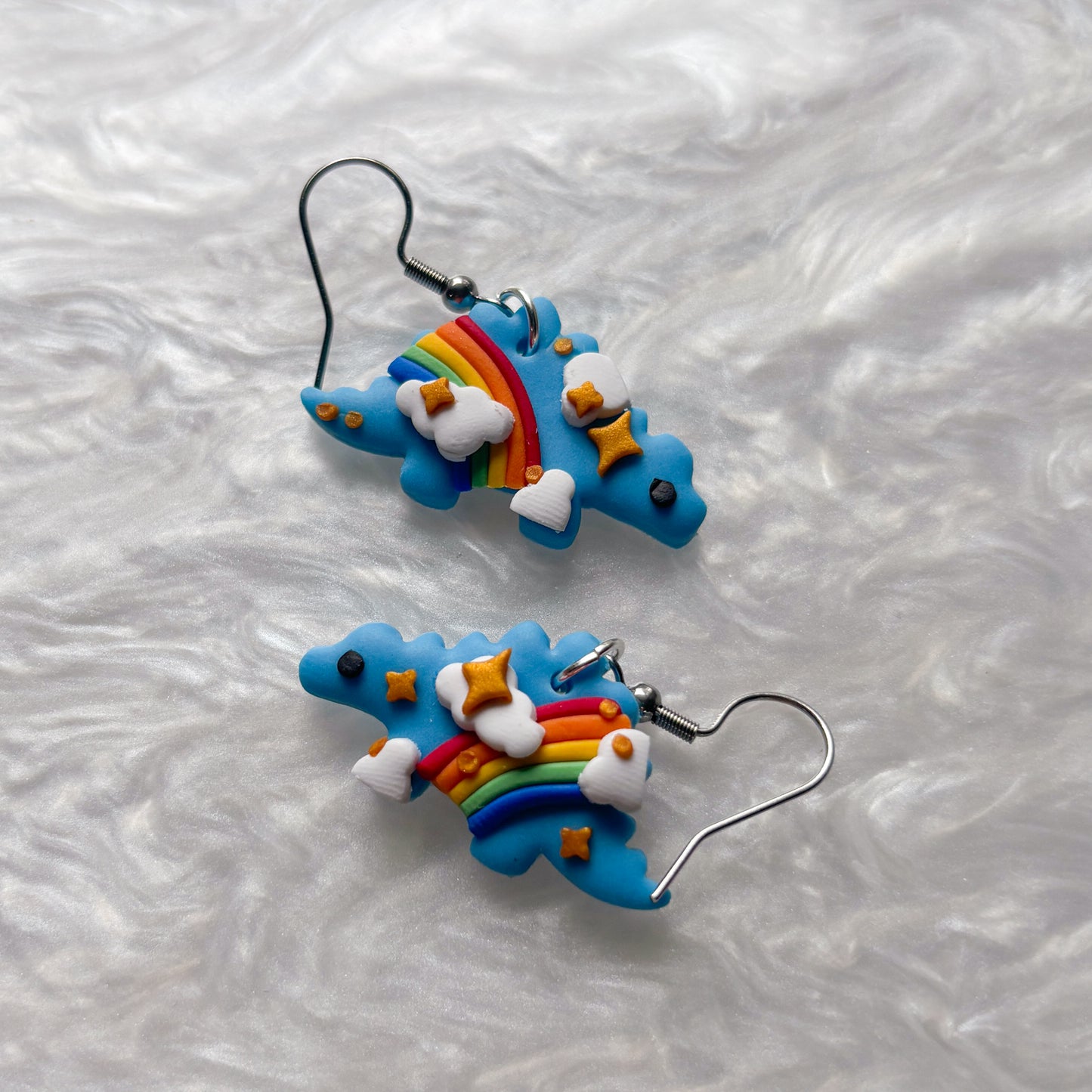 RAINBOW DINO EARRINGS (STEGOSAURUS)